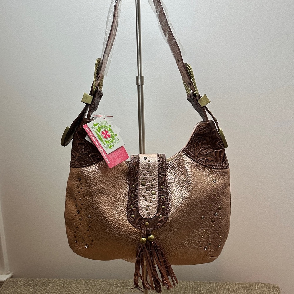 Vintage 80’s Gold Metallic Shoulder Bag W/ Rhinestone Buckles (Cowboy Carter)